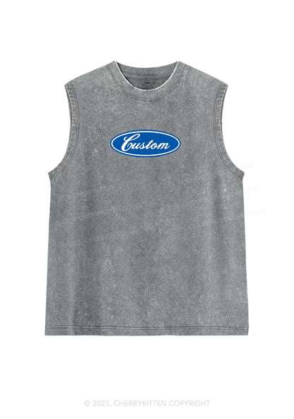 Oval Custom Text Y2K Washed Muscle Tank Cherrykitten