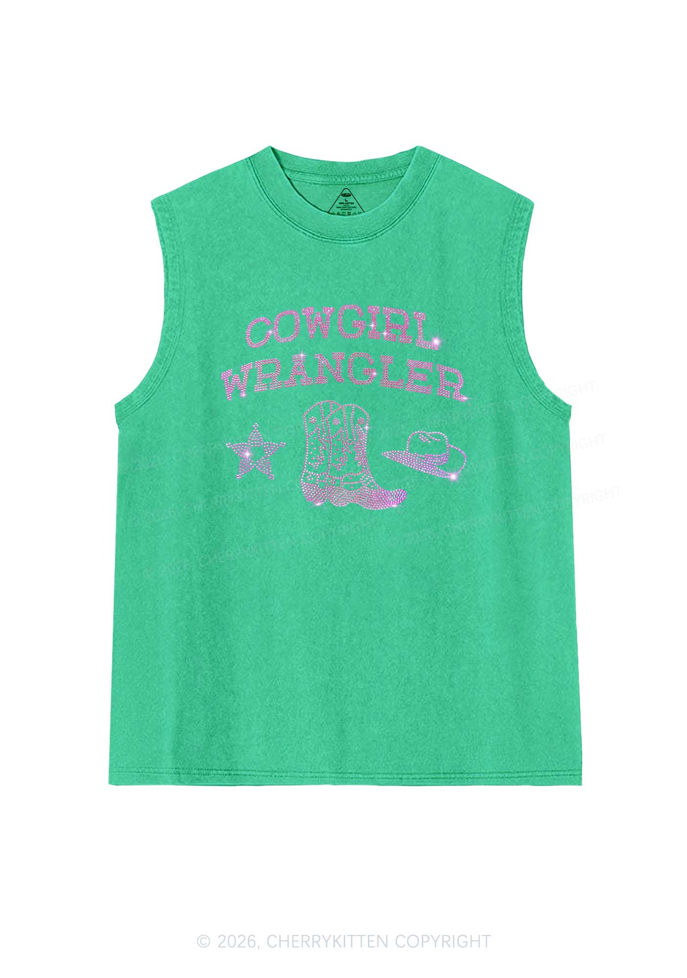 Rhinestone Cowgirl Wrangler Boots Pride Y2K Washed Muscle Tank Cherrykitten