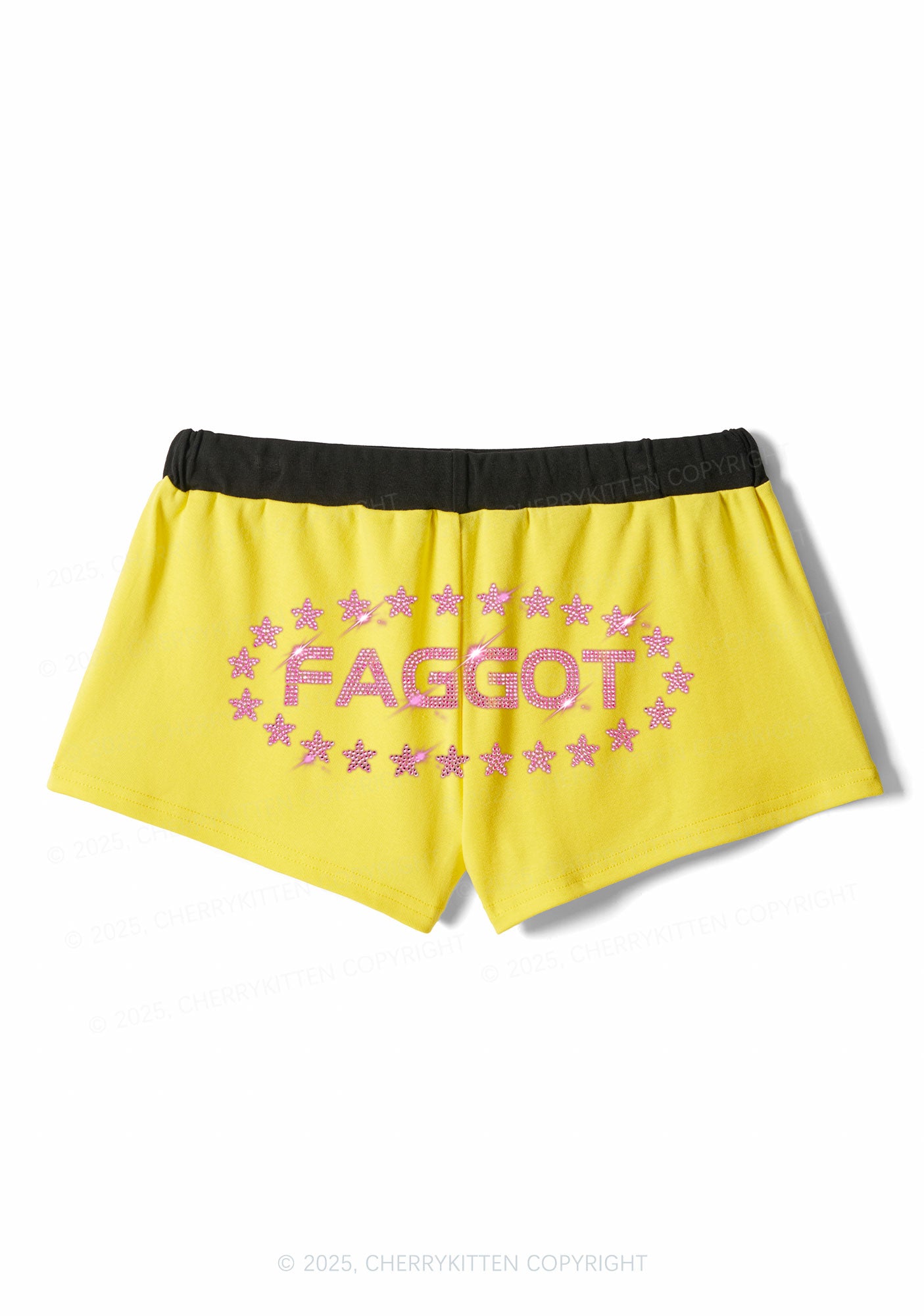 Rhinestone Pink Faggot Stars Pride Y2K Drawstring Mini Shorts Cherrykitten