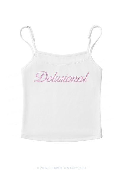 Rhinestone Delusional Y2K Spaghetti Strap Cami Cherrykitten