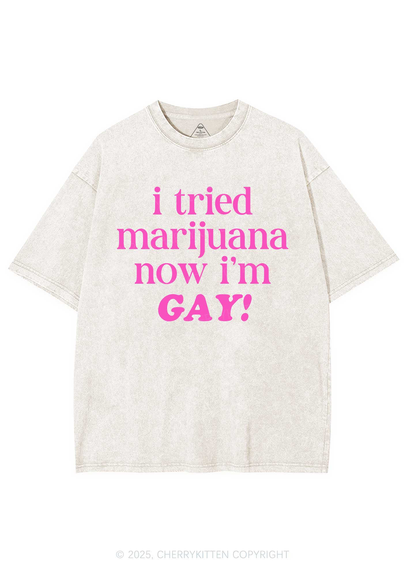 Now Im Gay Y2K Shirts Washed Tee Cherrykitten