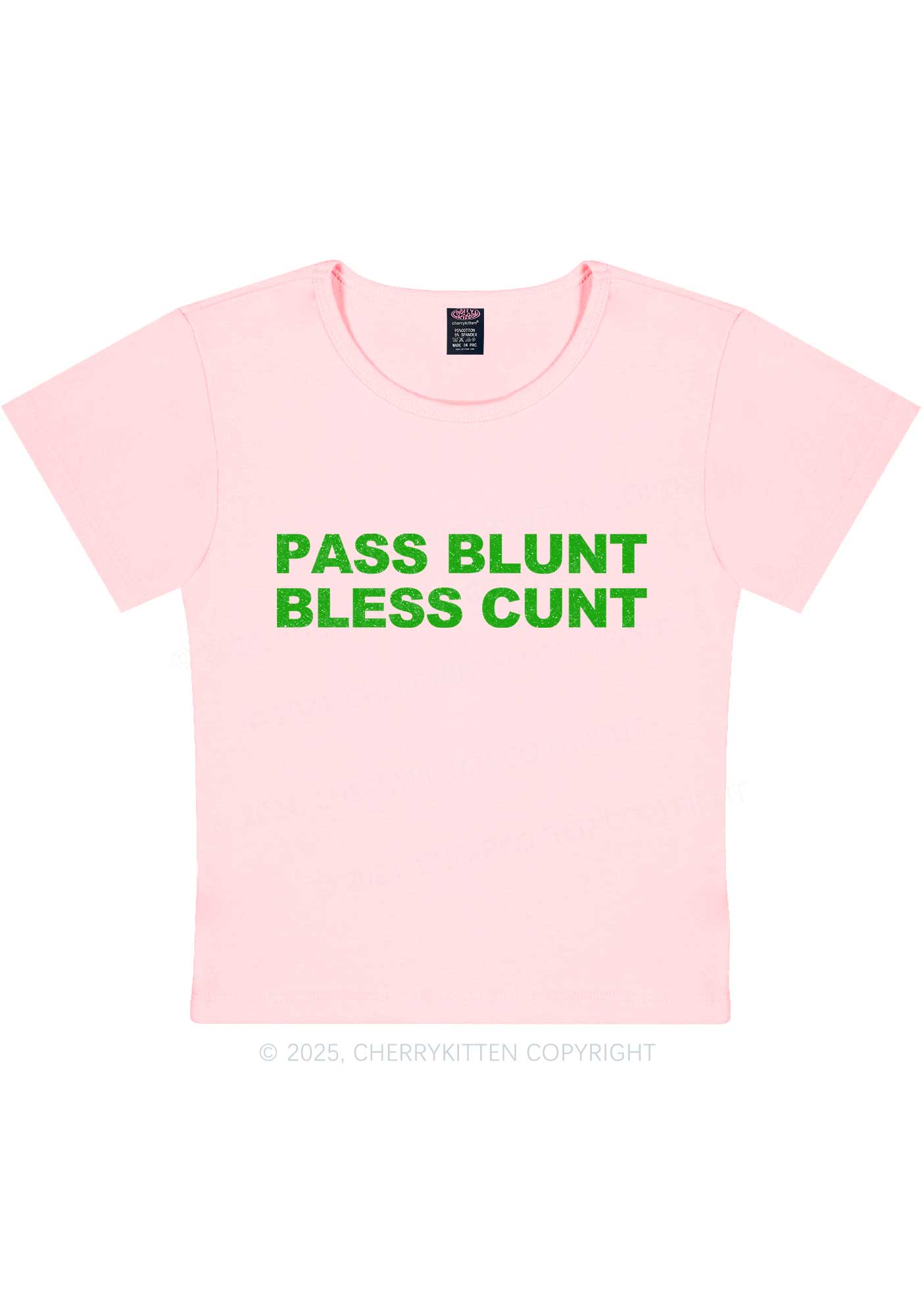 Pass Blunt Bless Cxxt Y2K Baby Tee Cherrykitten