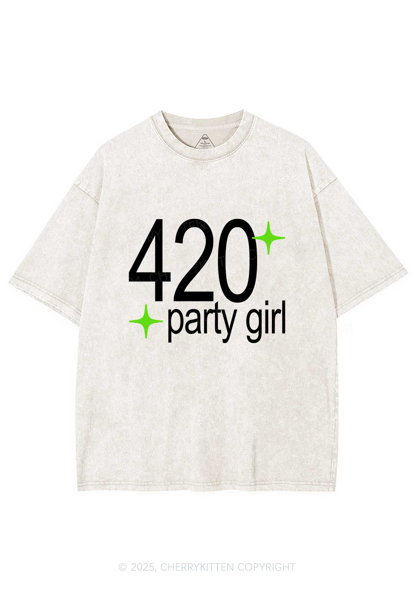 Stoned Party Girl Y2K Shirts Washed Tee Cherrykitten