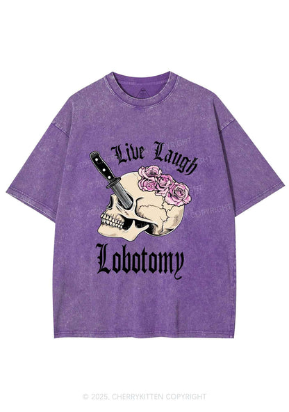 Live Laugh Lobotomy Skull Y2K Shirts Washed Tee Cherrykitten
