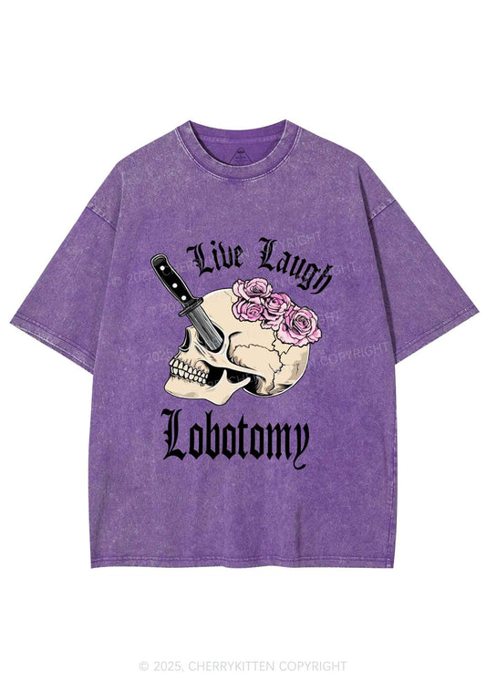Live Laugh Lobotomy Skull Y2K Shirts Washed Tee Cherrykitten