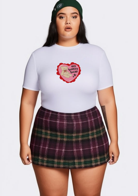 Curvy My Honey Bear Red Heart Baby Tee