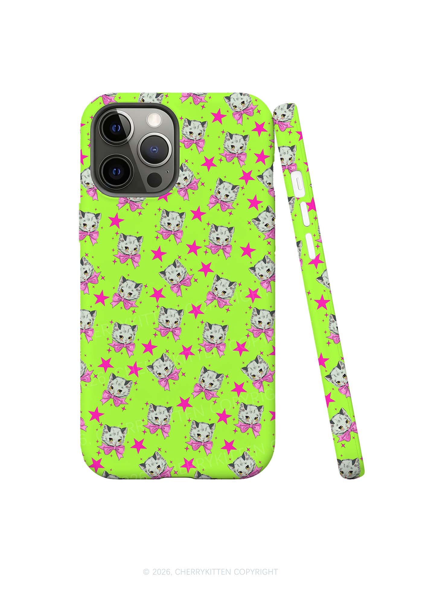 Pink Bow Cats Star Y2K Phone Case Cherrykitten