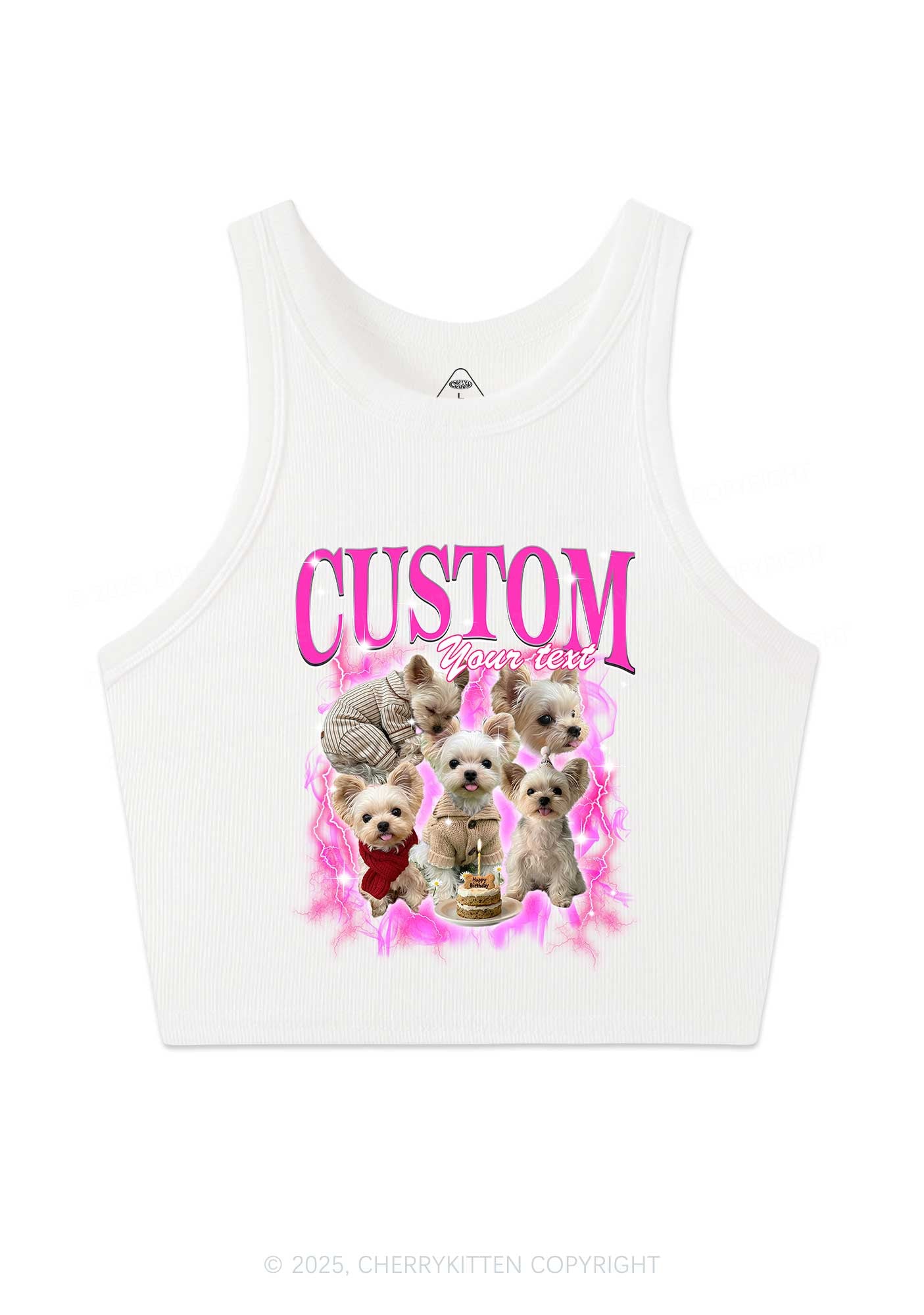 Custom Sparkle Dog Photo Y2K Crop Tank Top Cherrykitten