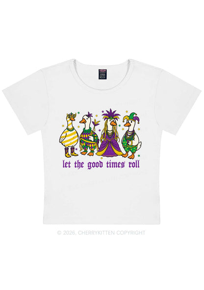 Let The Good Times Roll Y2K Baby Tee Cherrykitten