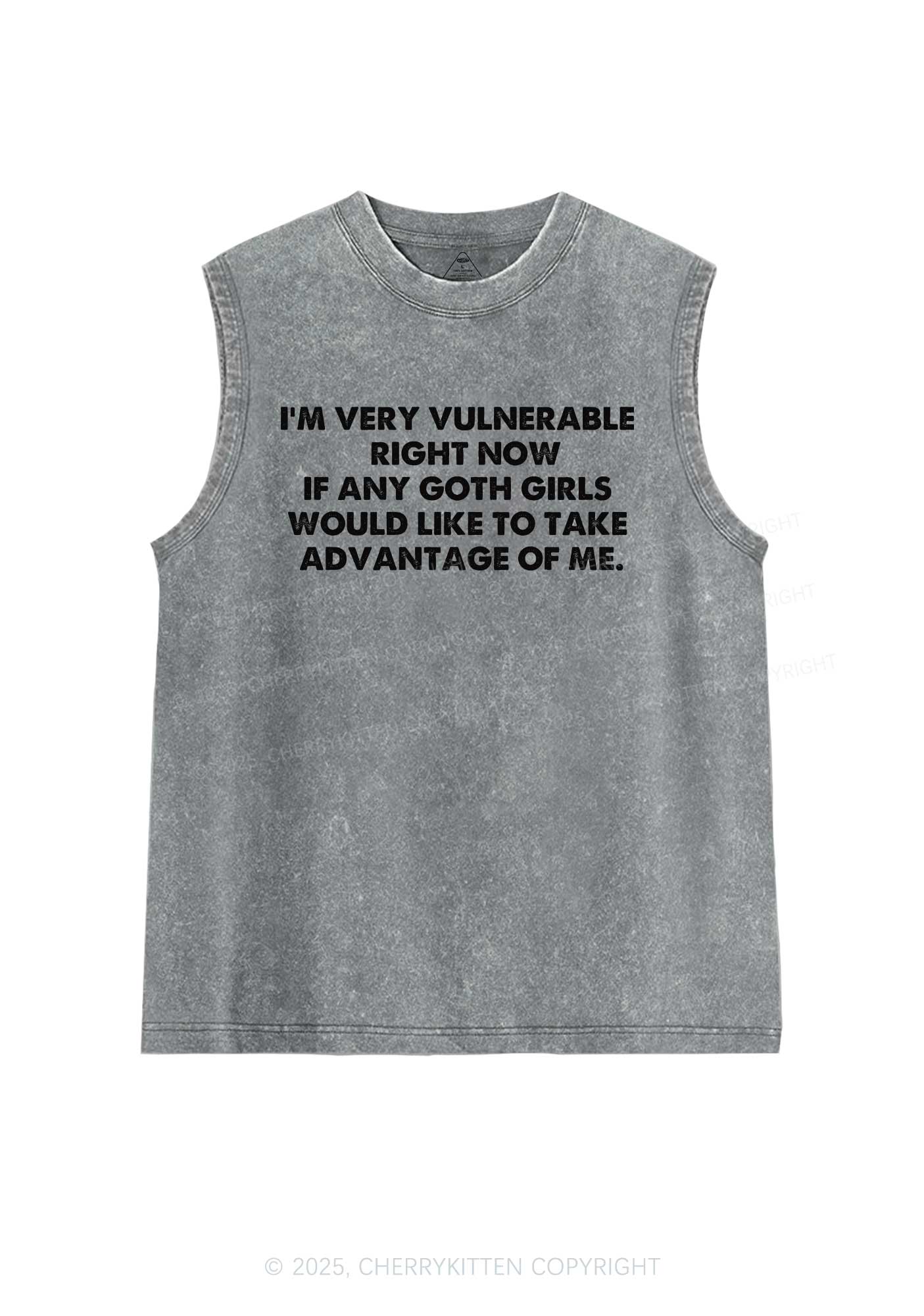 Im Vulnerable Y2K Washed Muscle Tank Cherrykitten
