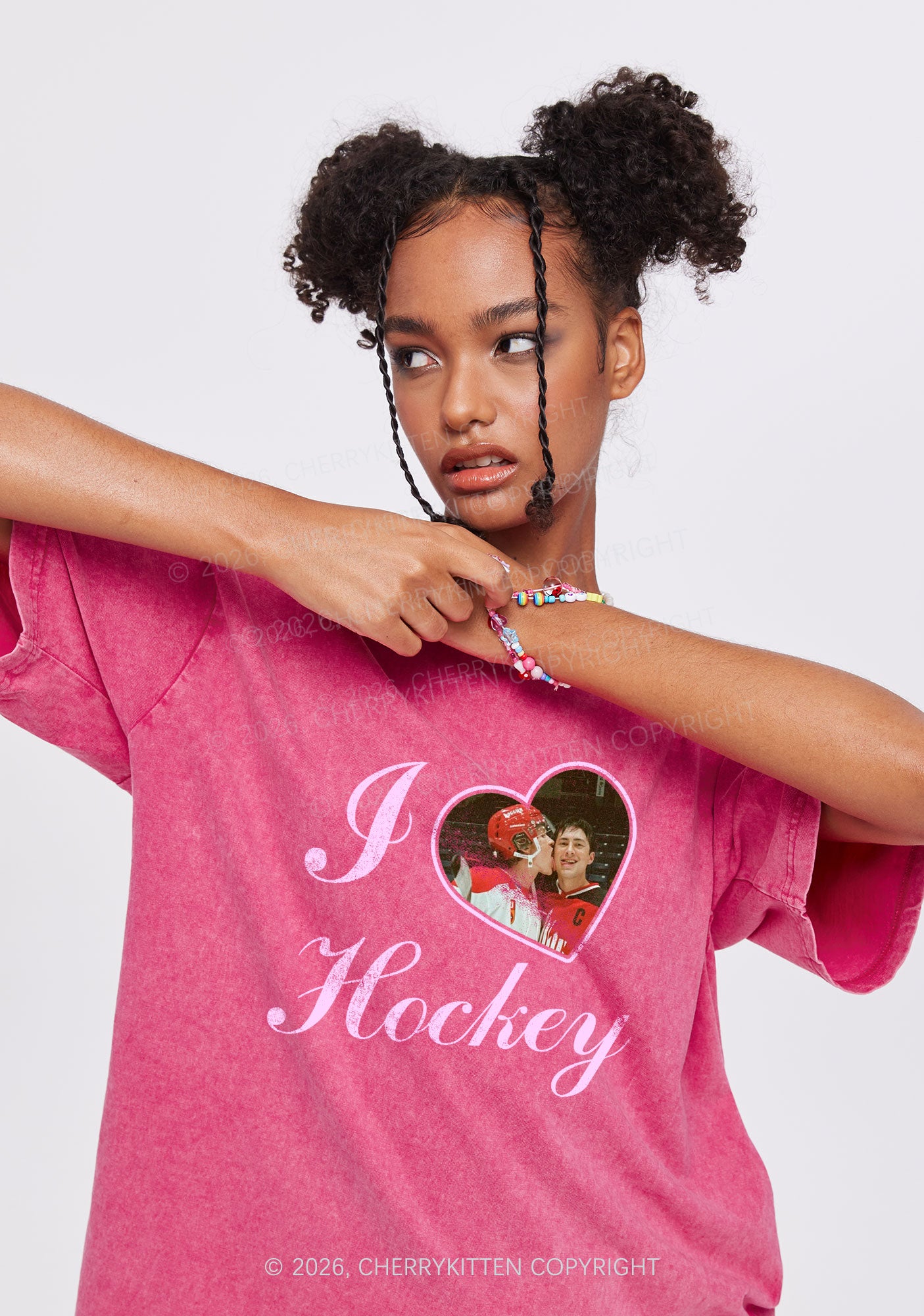 I Love Hockey HR Y2K Shirts Washed Tee Cherrykitten