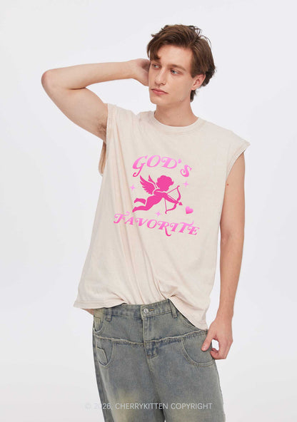 Gods Favorite Cupid Valentine's Day Y2K Washed Muscle Tank Cherrykitten