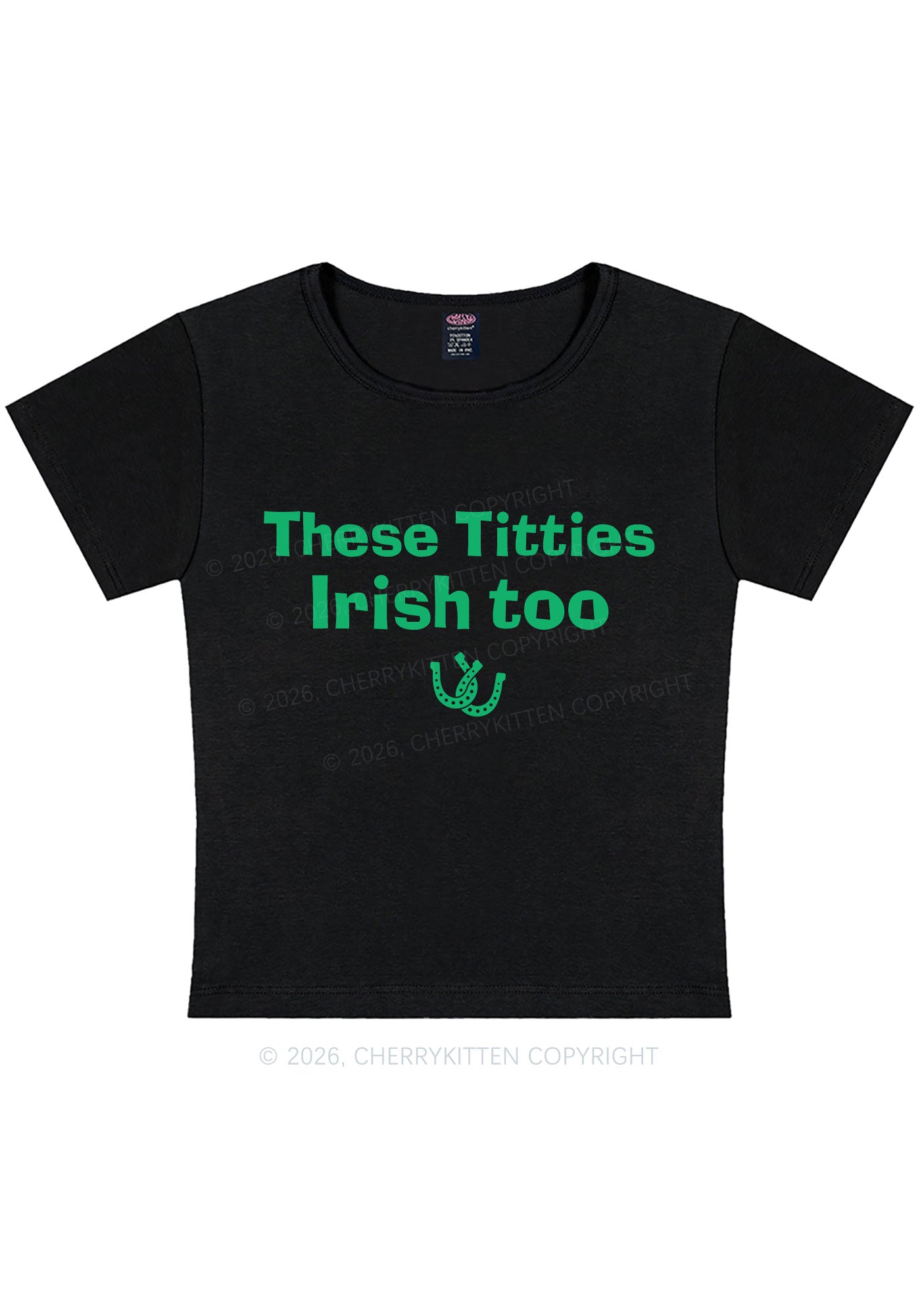 These Txtties Irish Too St Patricks Y2K Baby Tee Cherrykitten