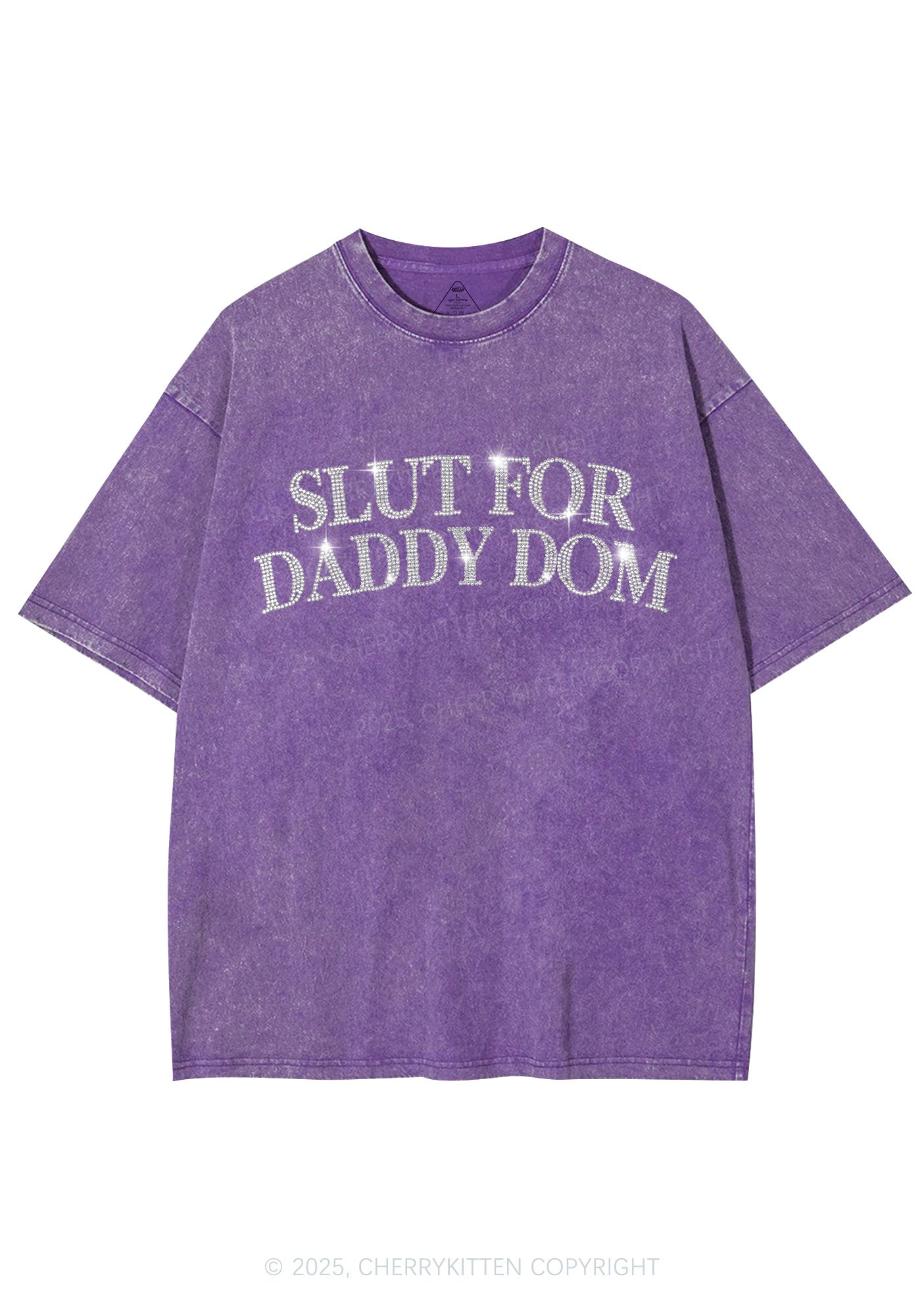Rhinestone Slxt For Daddy Dom Y2K Shirts Washed Tee Cherrykitten
