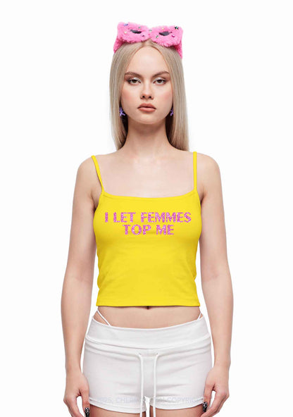 Glitter I Let Femmes Top Me Pride Y2K Spaghetti Strap Cami Cherrykitten