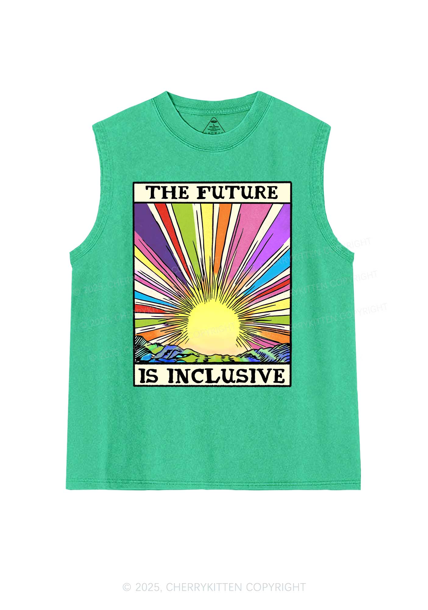 The Future Is Inclusive Pride Y2K Washed Muscle Tank Cherrykitten