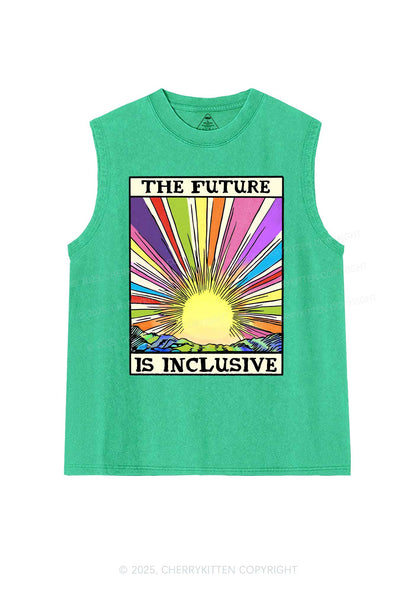 The Future Is Inclusive Pride Y2K Washed Muscle Tank Cherrykitten