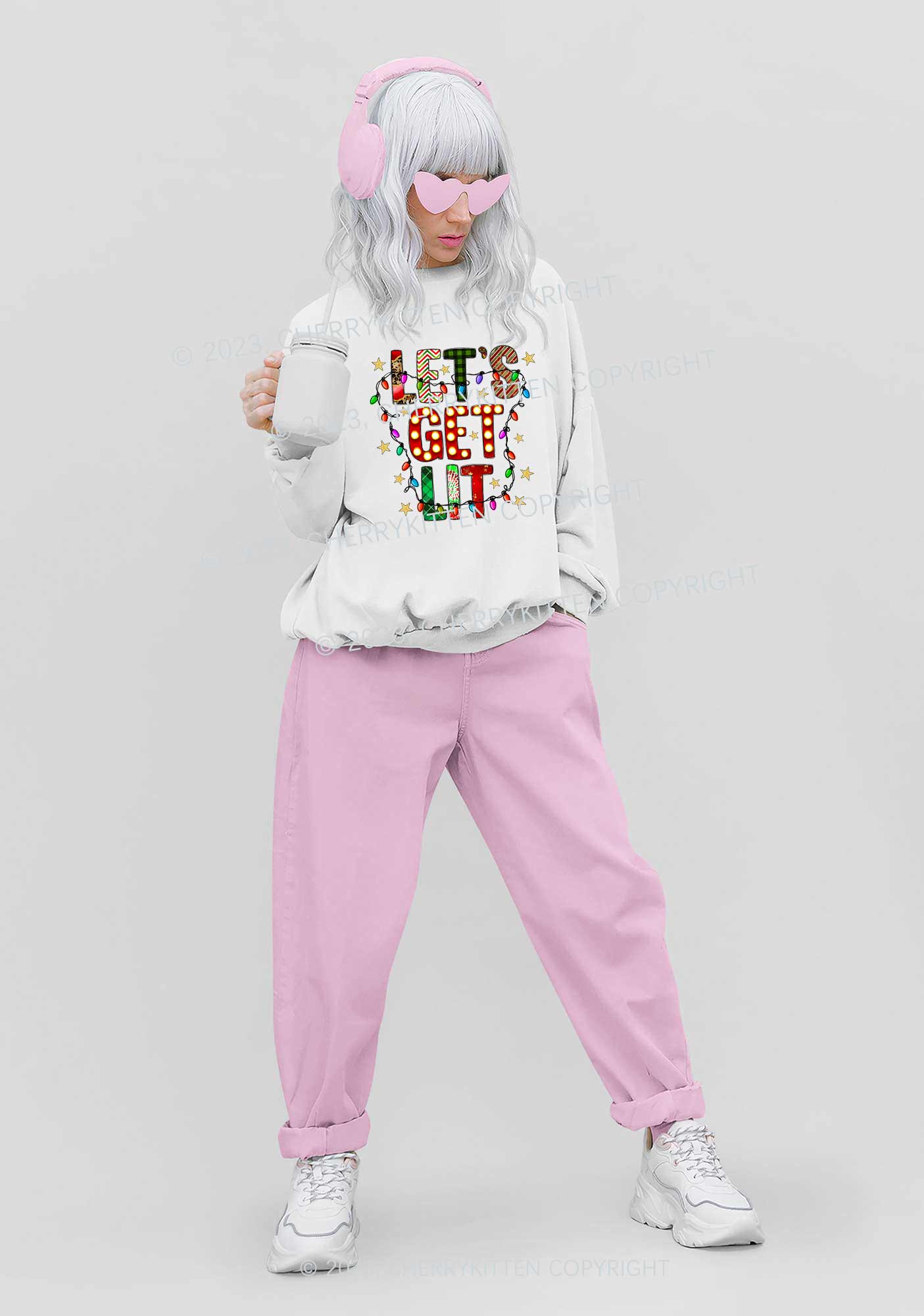 Let's Get Lit Christmas Y2K Sweatshirt Cherrykitten