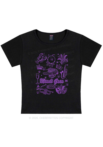Mardi Gras Symbols Y2K Baby Tee Cherrykitten