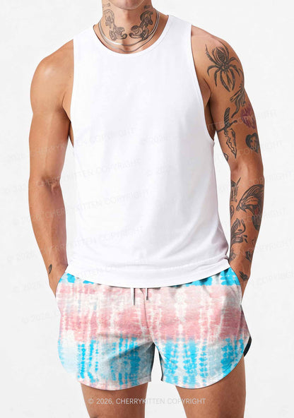 Tie Dye Trans Pride Y2K Print Men Beach Shorts Cherrykitten
