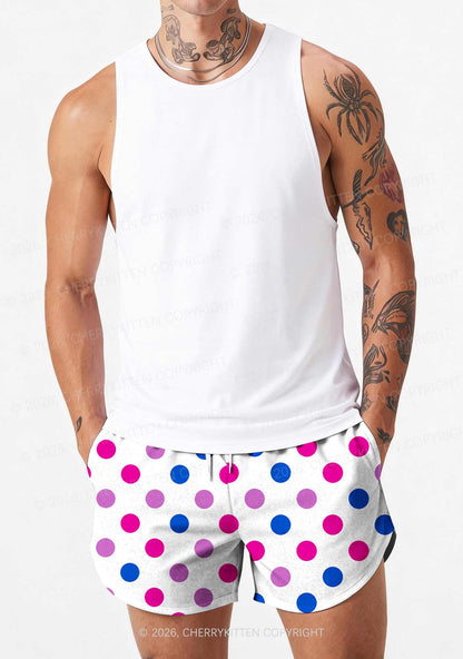 Bisexual Dots On White Pride Y2K Print Men Beach Shorts Cherrykitten