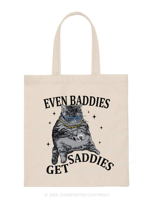 Even Baddies Get Saddies Y2K Canvas Tote Bag Cherrykitten