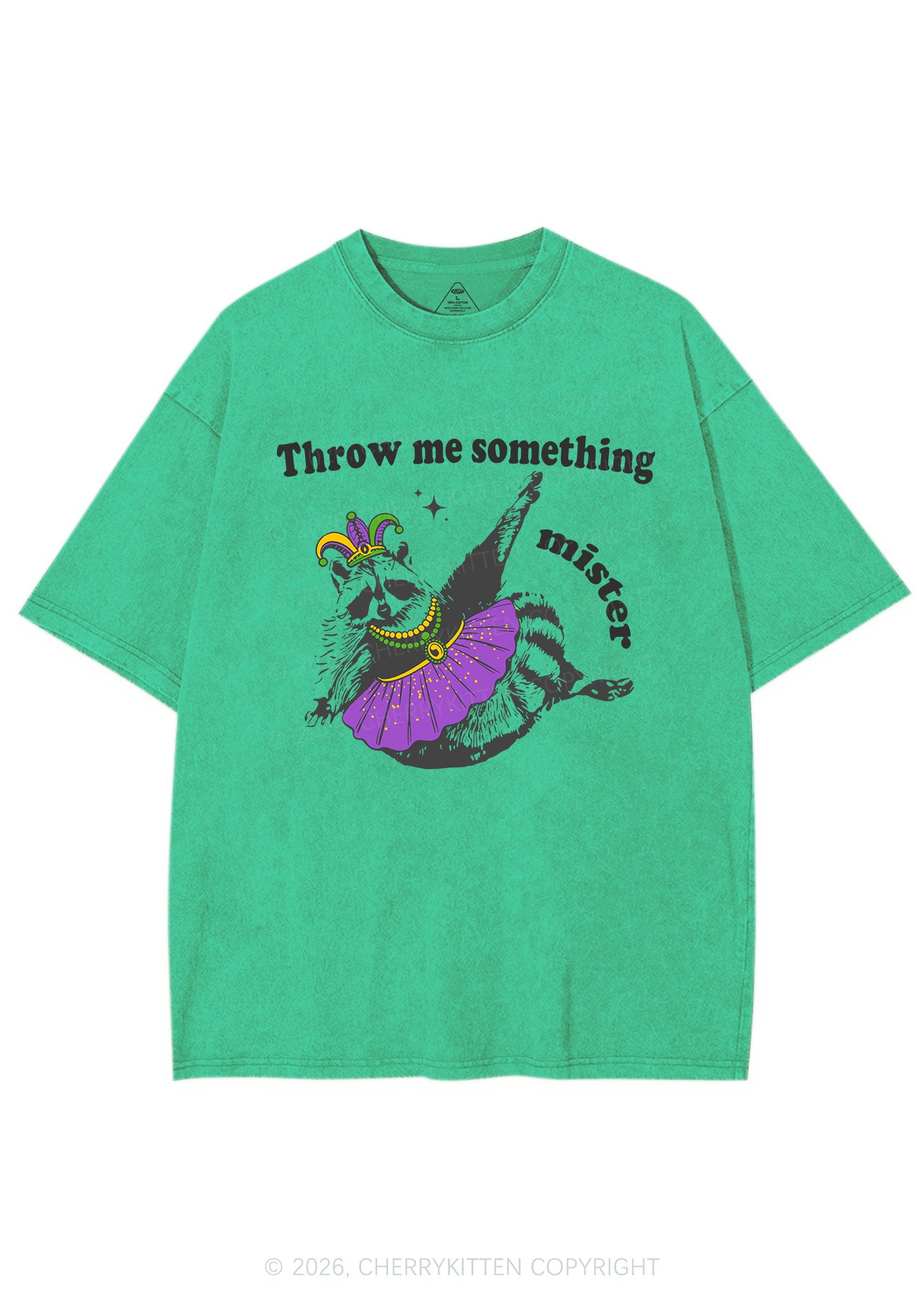 Throw Me Something Mister Raccoon Y2K Shirts Washed Tee Cherrykitten
