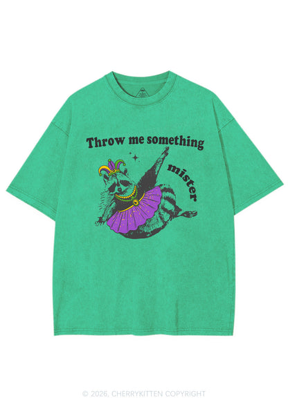 Throw Me Something Mister Raccoon Y2K Shirts Washed Tee Cherrykitten