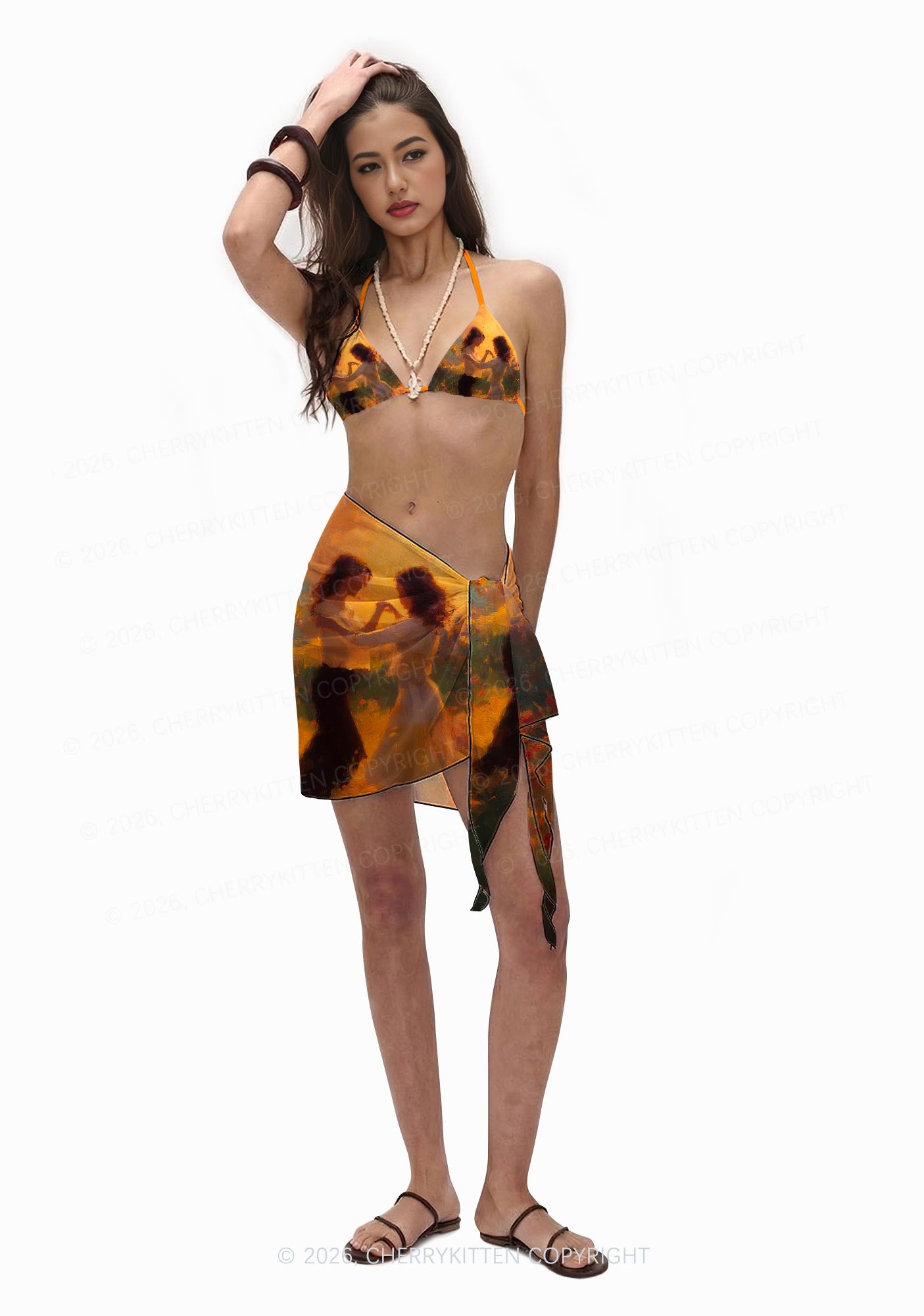 Lesbian Couple Dancing Pride Y2K Print Bikini Set Cherrykitten
