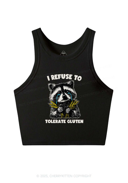 Refuse To Tolerate Gluten Y2K Crop Tank Top Cherrykitten