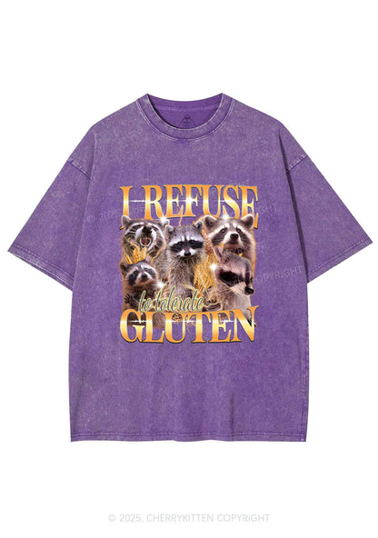 Raccoons Refuse Tolerate Gluten Y2K Shirts Washed Tee Cherrykitten