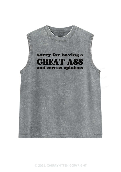Sorry For Having Great Axx Y2K Washed Muscle Tank Cherrykitten
