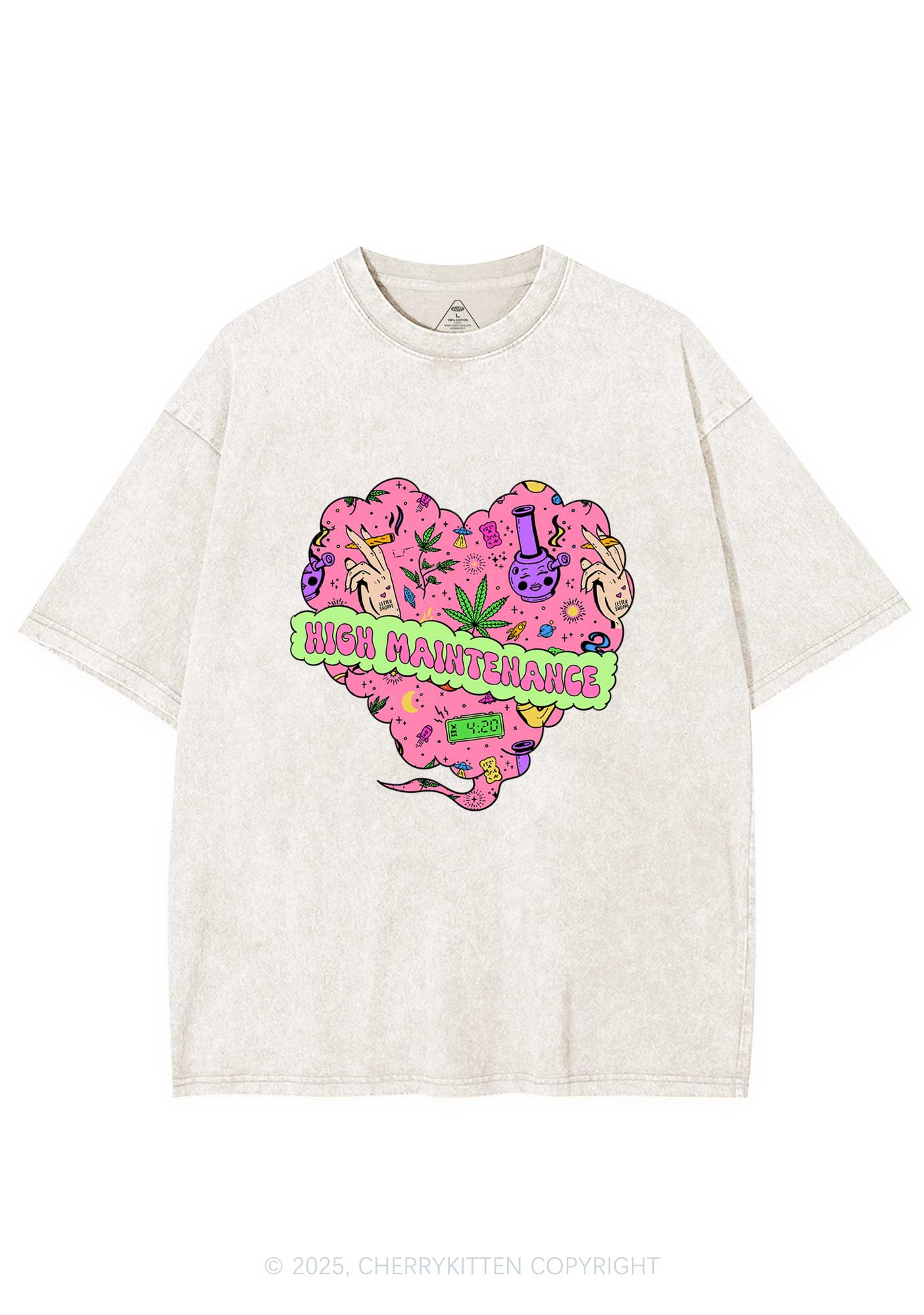 High Maintenance Heart Y2K Washed Tee Cherrykitten
