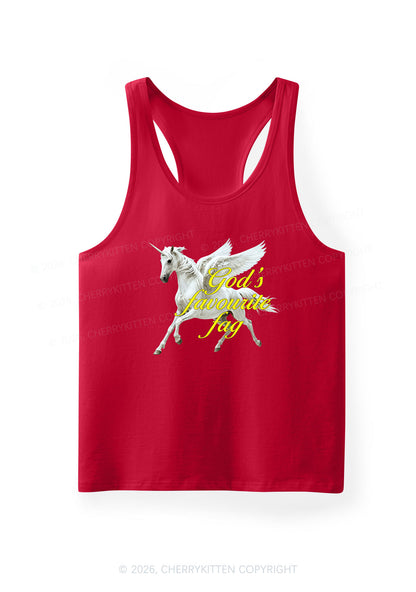 Gods Favourite Fag Pride Y2K Men Racerback Tank Top Cherrykitten