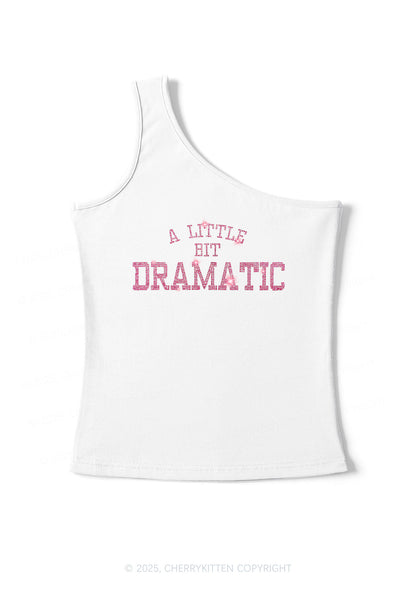Rhinestone A Little Bit Dramatic Y2K One Shoulder Tank Top Cherrykitten