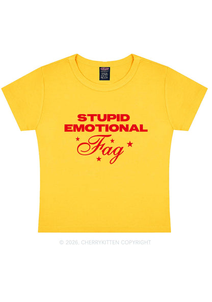 Stupid Emotional Fag Pride Y2K Baby Tee Cherrykitten