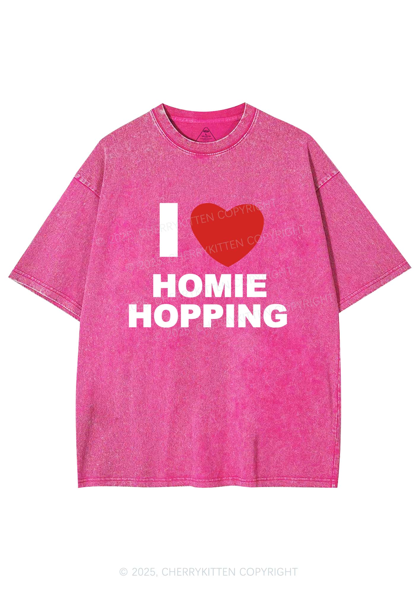 I Love Homie Hopping Y2K Shirts Washed Tee Cherrykitten