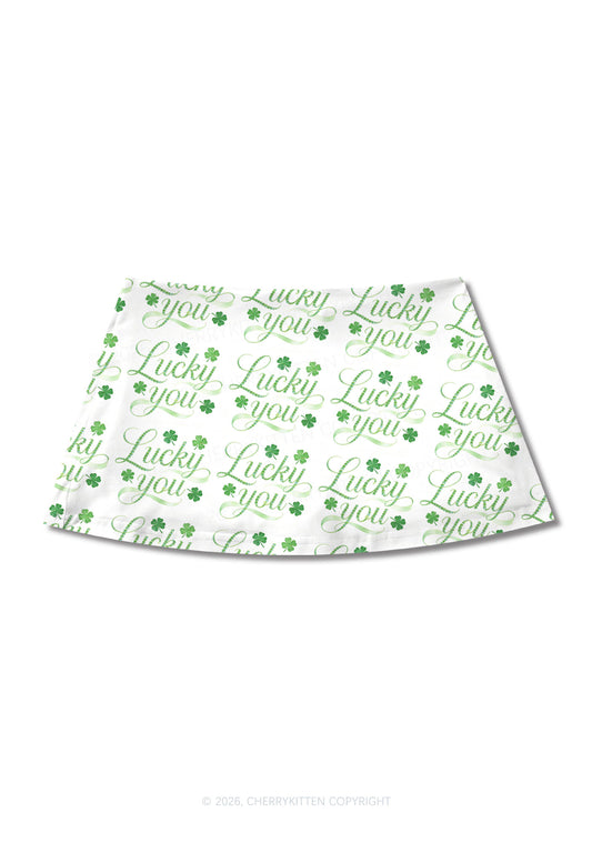 Lucky You Clover St Patricks Y2K Print Mini Skirt Cherrykitten