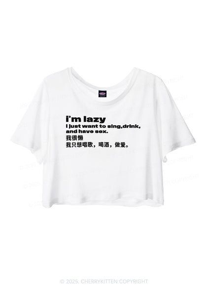 Im Lazy Y2K Sheer Crop Tee Cherrykitten