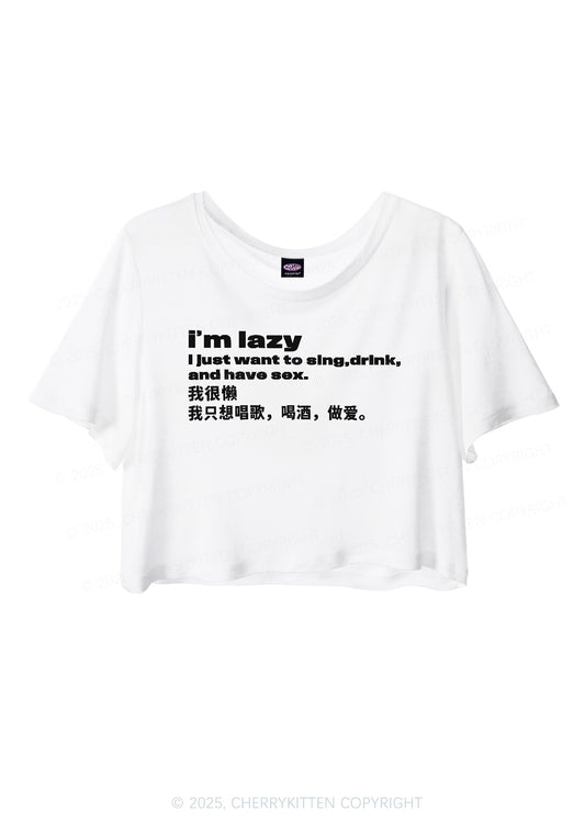 Im Lazy Y2K Sheer Crop Tee Cherrykitten