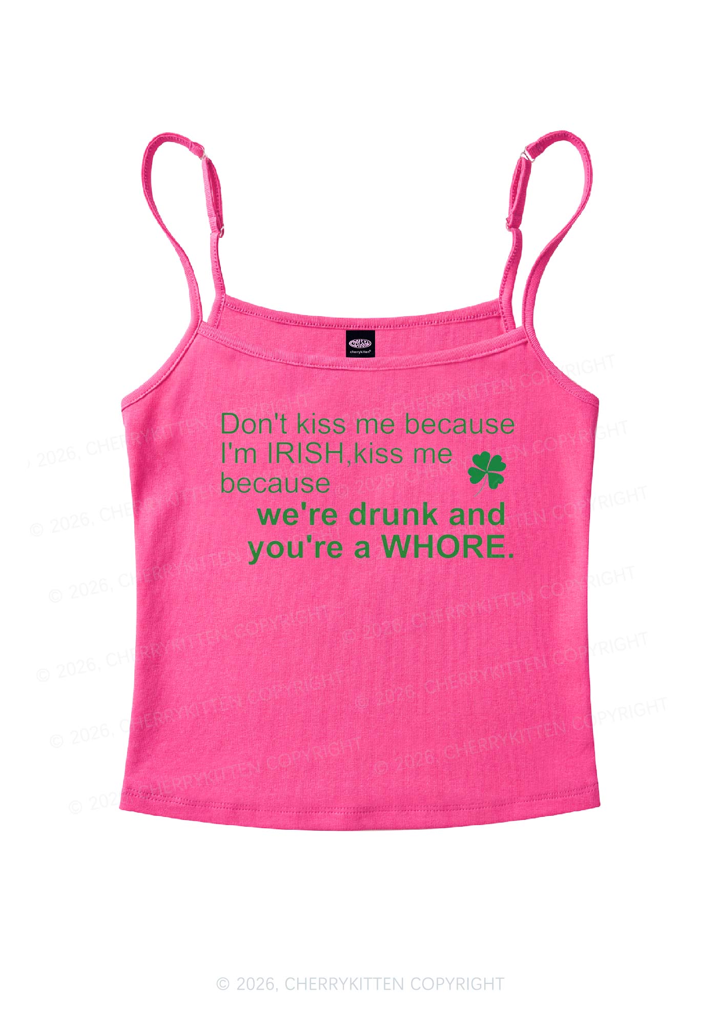 Drunk And Hore St Patricks Y2K Spaghetti Strap Cami Cherrykitten