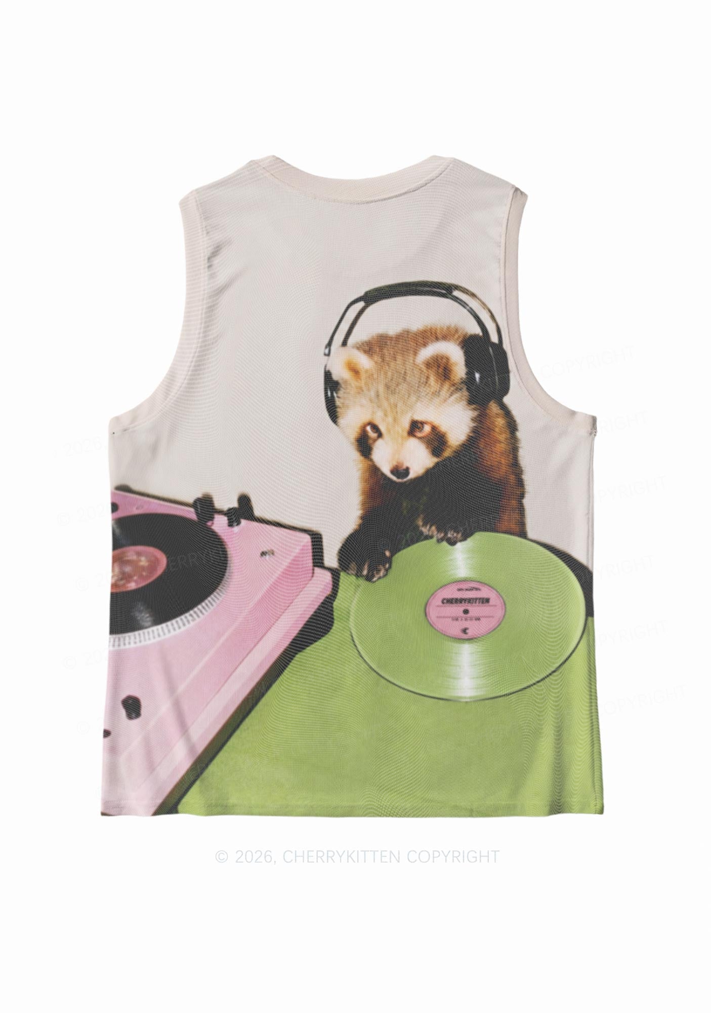 Red Panda DJ Y2K Mesh Muscle Tank Cherrykitten