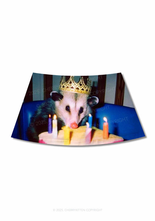 Birthday Possum Y2K Print Mini Skirt Cherrykitten