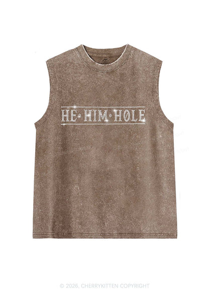 Rhinestone He Him Hole Pride Y2K Washed Muscle Tank Cherrykitten