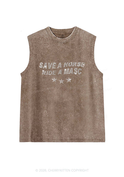 Rhinestone Ride A Masc Pride Y2K Washed Muscle Tank Cherrykitten