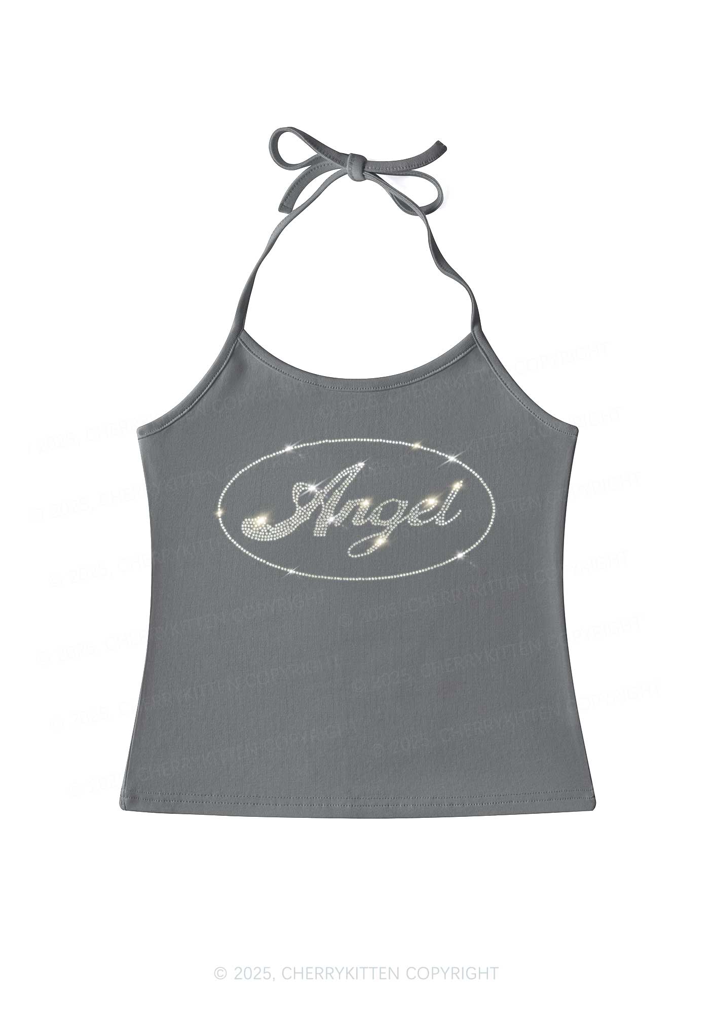 Rhinestone Angel Y2K Halter Neck Cami Cherrykitten