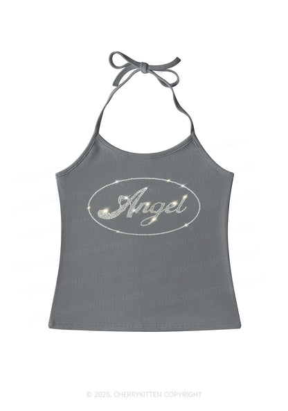Rhinestone Angel Y2K Halter Neck Cami Cherrykitten