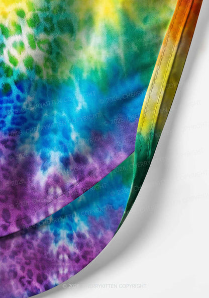 Rainbow Leopard Tie Dye Pride Y2K Print Men Beach Shorts Cherrykitten