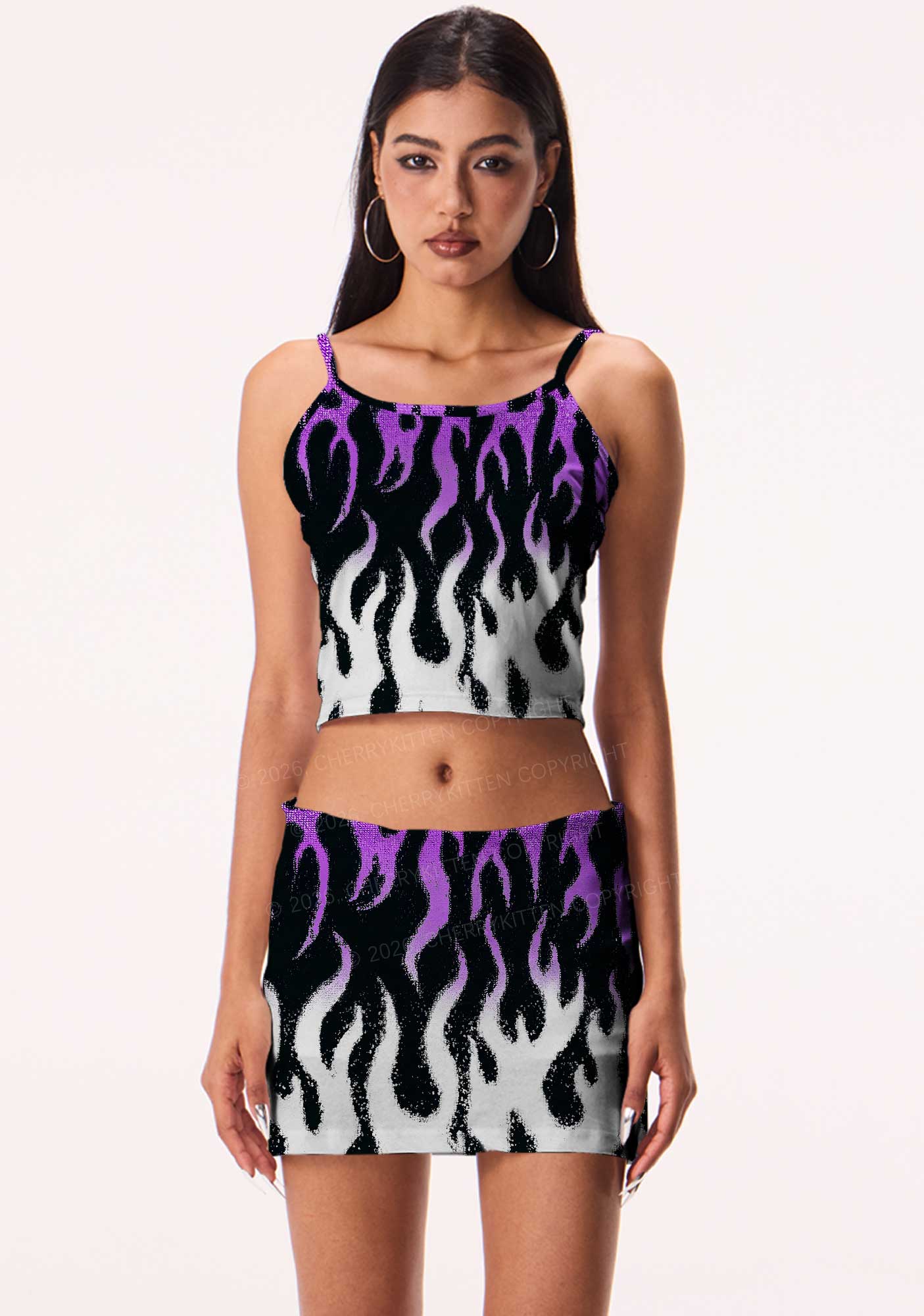 Asexual Flame Pride Y2K Print Mini Skirt Cherrykitten