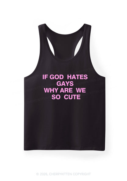 If God Hates Gays Pride Y2K Men Racerback Tank Top Cherrykitten
